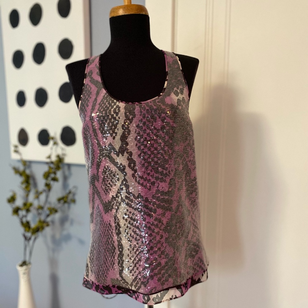 ~Rachel Roy Purple Sequin Racer Back Python Tank Sz. 4 $98+tax retail